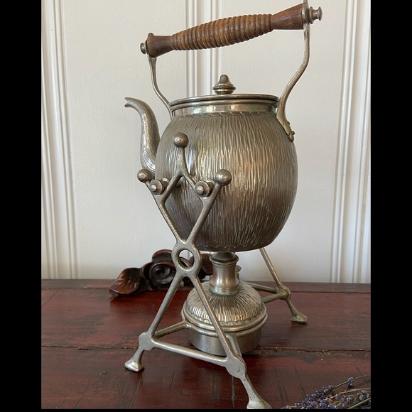 Antique Tilting Spirit Kettle with Stand - Picture 2 of 11